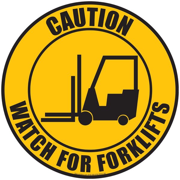 Superior Mark Floor Sign, Rubber, Caution - Watch for Forklift, 17.5in RFS1136
